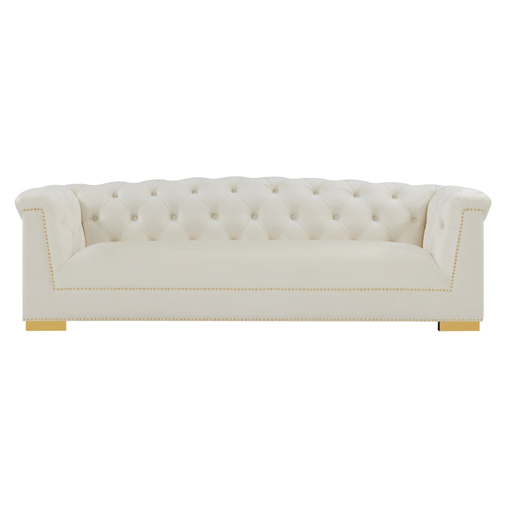 TOV Furniture Farah Cream Velvet Sofa SOFAS + SECTIONALS