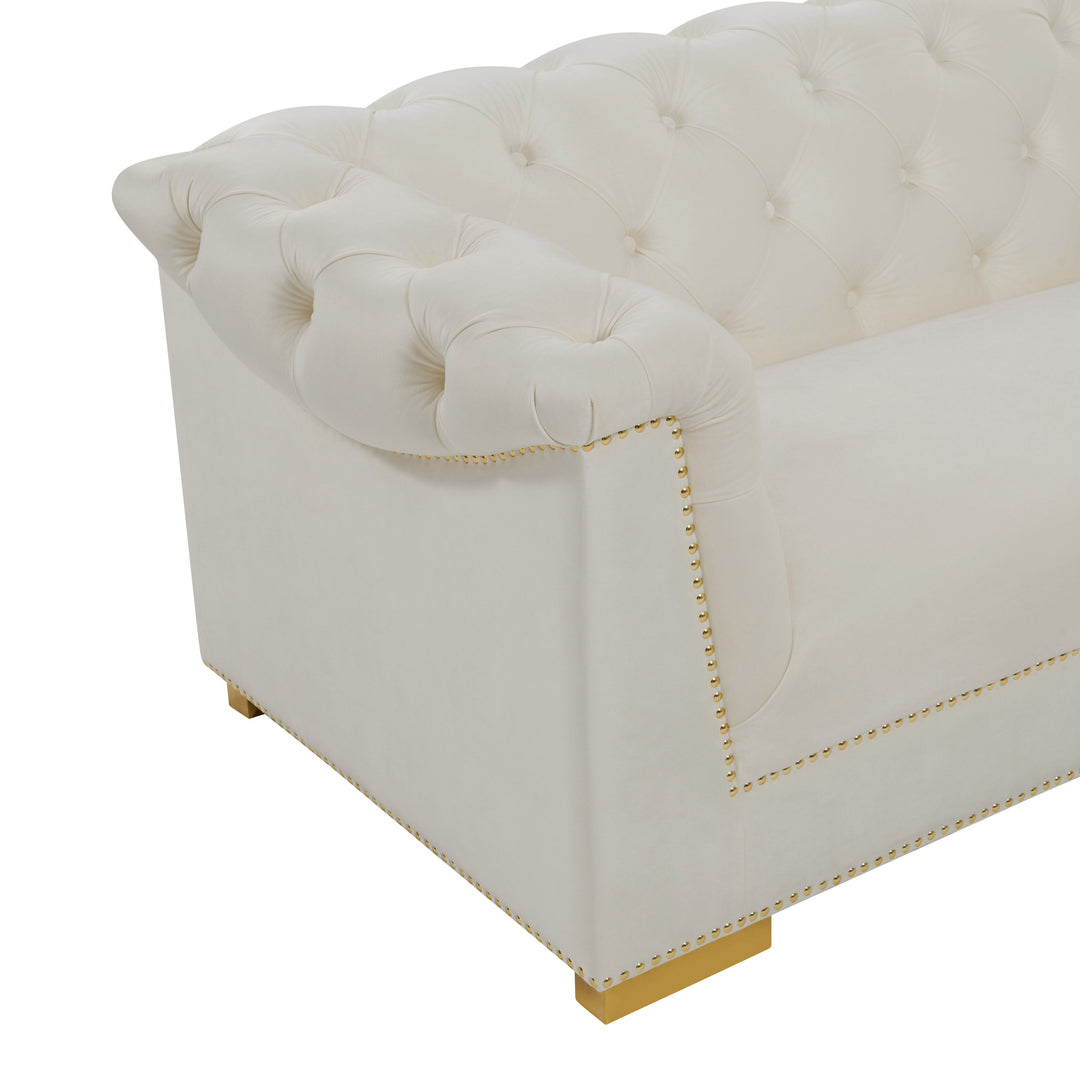 TOV Furniture Farah Cream Velvet Sofa SOFAS + SECTIONALS