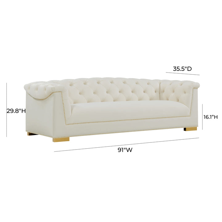 TOV Furniture Farah Cream Velvet Sofa SOFAS + SECTIONALS