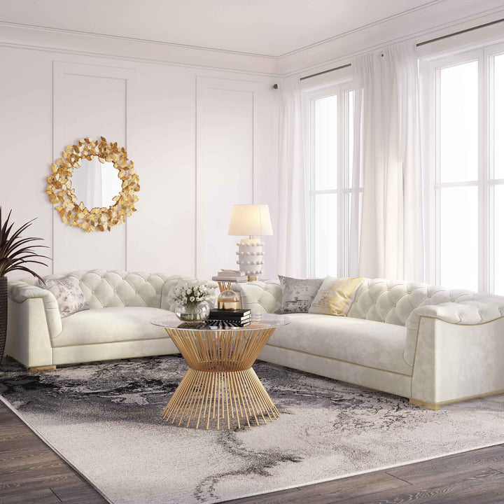 TOV Furniture Farah Cream Velvet Sofa SOFAS + SECTIONALS