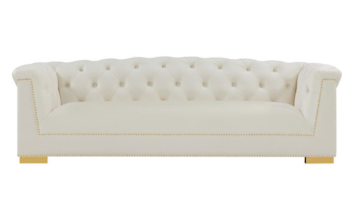 American Home Furniture | TOV Furniture - Farah Cream Velvet Sofa