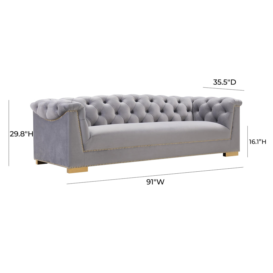 TOV Furniture Farah Grey Velvet Sofa SOFAS + SECTIONALS