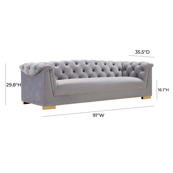TOV Furniture Farah Grey Velvet Sofa SOFAS + SECTIONALS