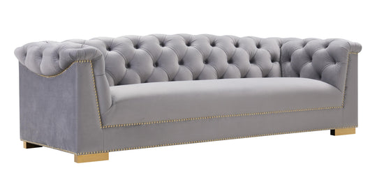 TOV Furniture Farah Grey Velvet Sofa SOFAS + SECTIONALS