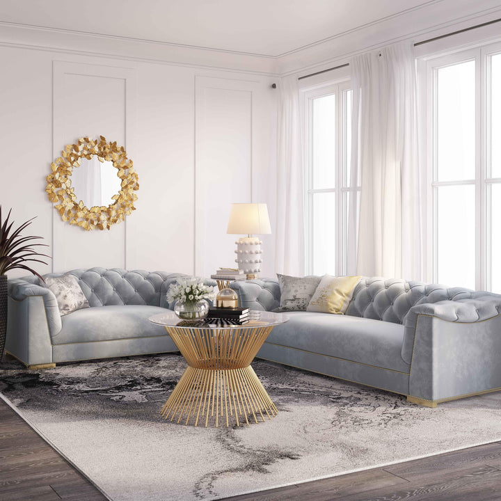 American Home Furniture | TOV Furniture - Farah Grey Velvet Sofa