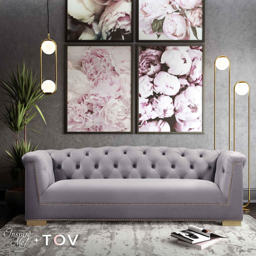 American Home Furniture | TOV Furniture - Farah Grey Velvet Sofa