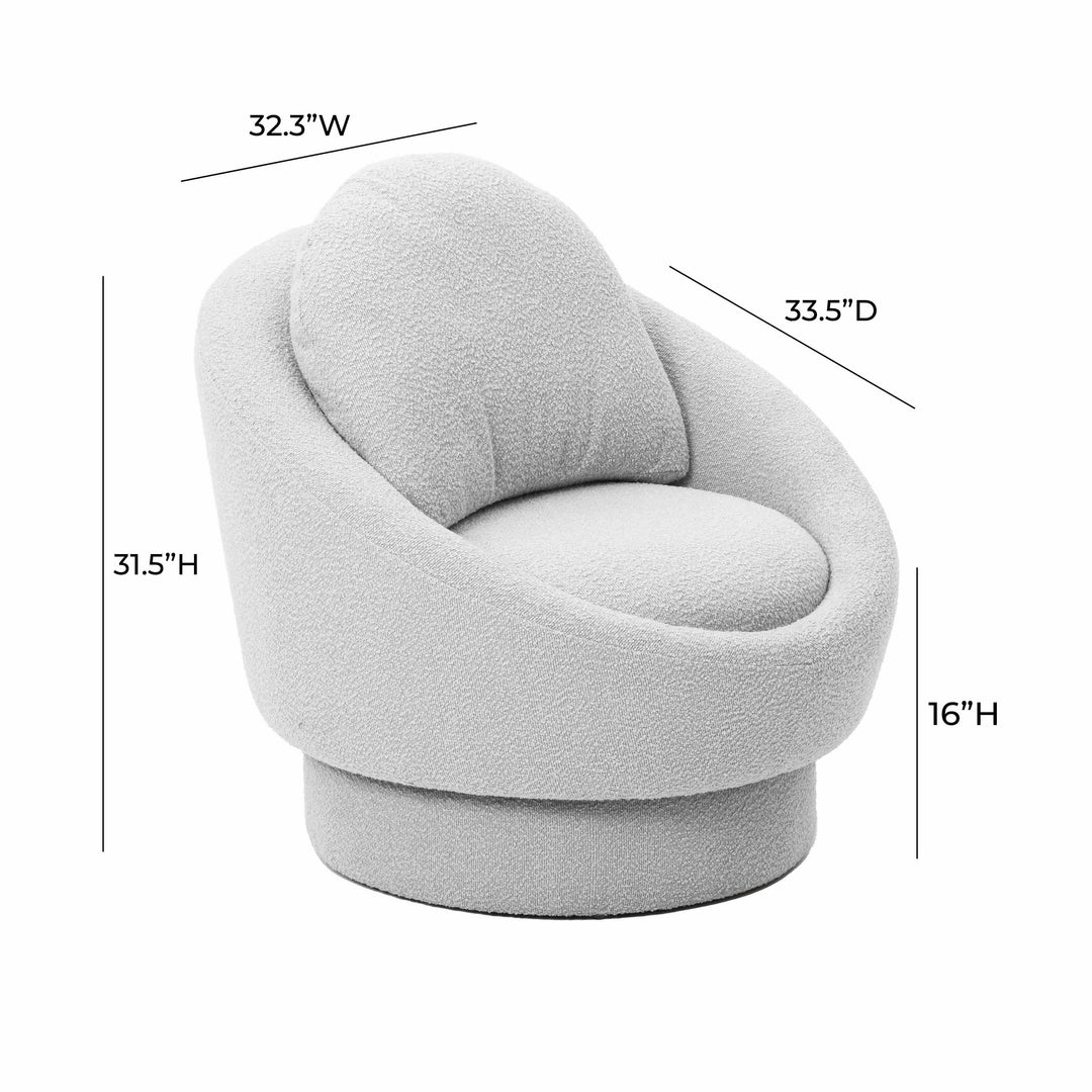 American Home Furniture | TOV Furniture - Sammy Light Grey Boucle Swivel Lounge Chair