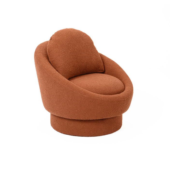 American Home Furniture | TOV Furniture - Sammy Saffron Red Boucle Swivel Lounge Chair