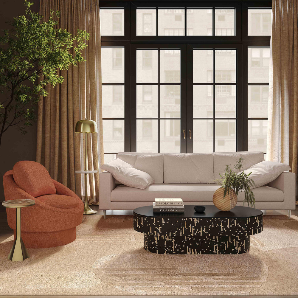 American Home Furniture | TOV Furniture - Sammy Saffron Red Boucle Swivel Lounge Chair