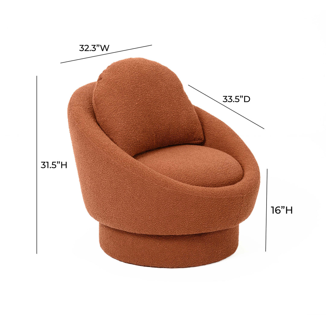 American Home Furniture | TOV Furniture - Sammy Saffron Red Boucle Swivel Lounge Chair