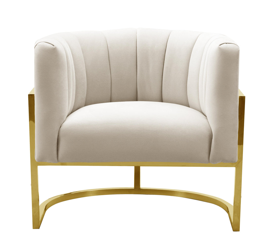 American Home Furniture | TOV Furniture - Magnolia Spotted Cream Chair with Gold