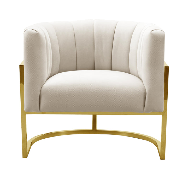 American Home Furniture | TOV Furniture - Magnolia Spotted Cream Chair with Gold