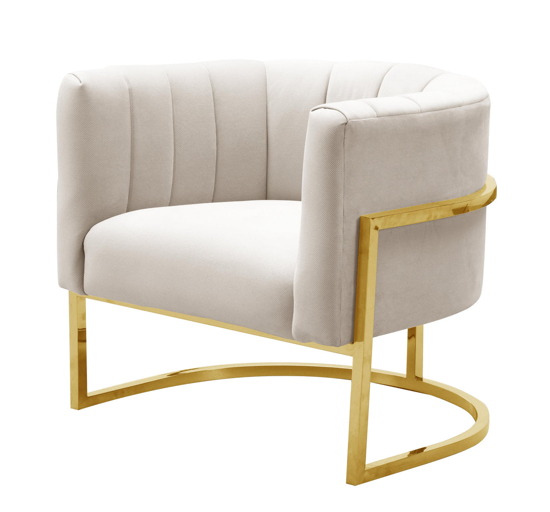 American Home Furniture | TOV Furniture - Magnolia Spotted Cream Chair with Gold