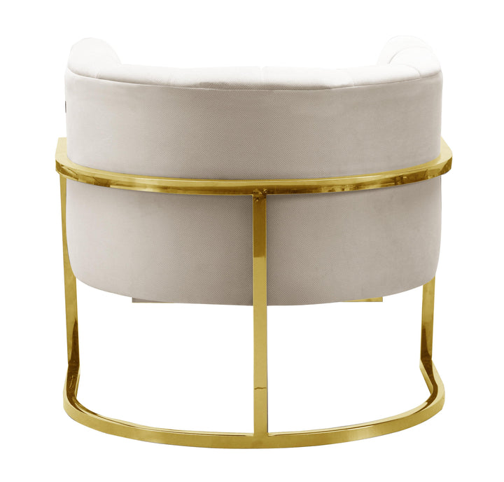TOV Furniture Magnolia Spotted Cream Chair with Gold ACCENT + LOUNGE CHAIRS