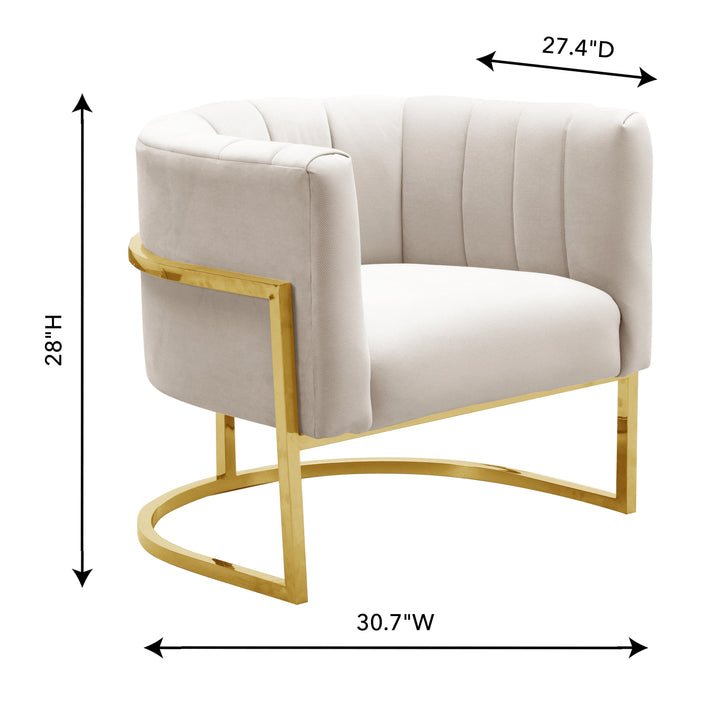 American Home Furniture | TOV Furniture - Magnolia Spotted Cream Chair with Gold