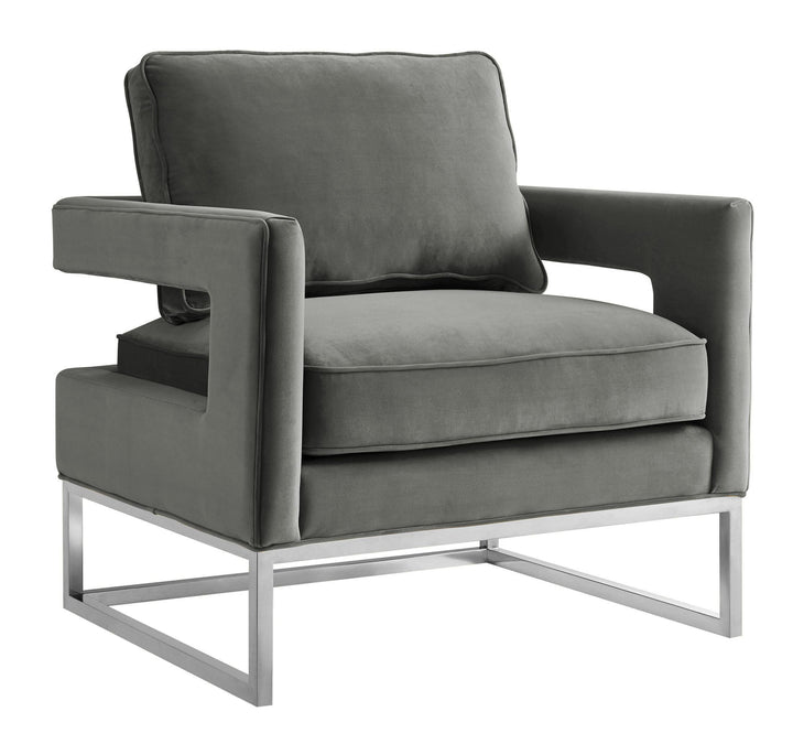 American Home Furniture | TOV Furniture - Avery Grey Velvet Chair - Silver Frame