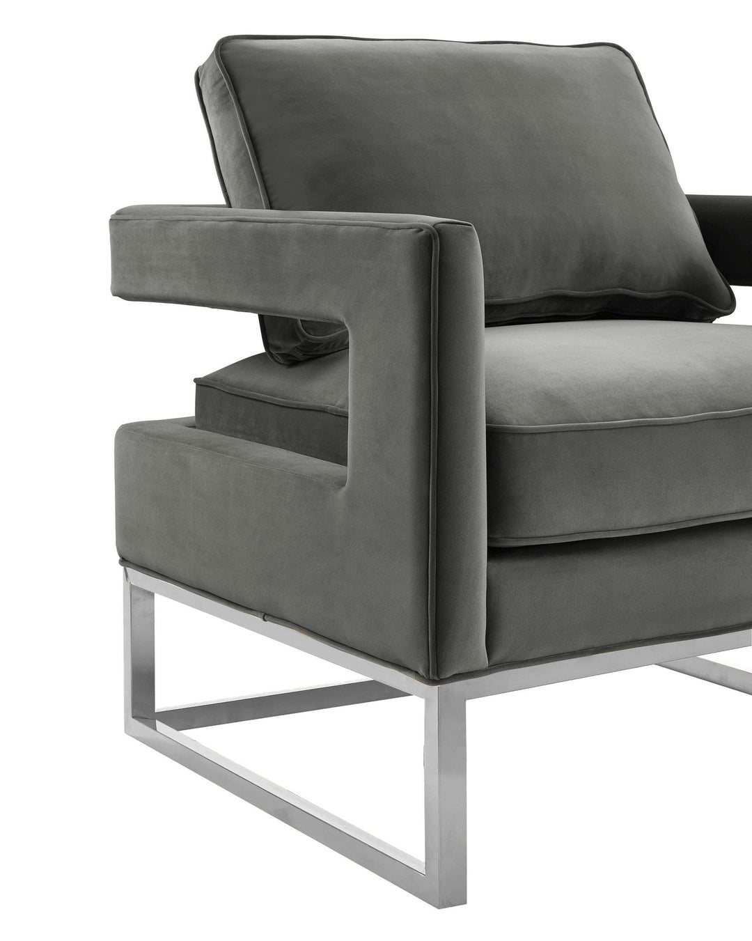 American Home Furniture | TOV Furniture - Avery Grey Velvet Chair - Silver Frame