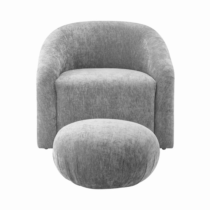 American Home Furniture | TOV Furniture - Boboli Grey Chenille Chair + Ottoman Set