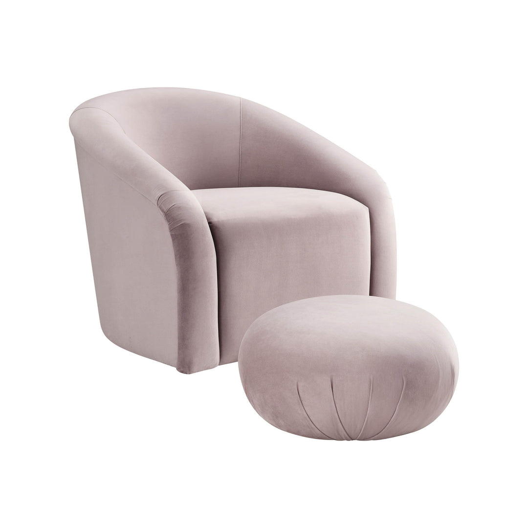 American Home Furniture | TOV Furniture - Boboli Mauve Velvet Chair + Ottoman Set