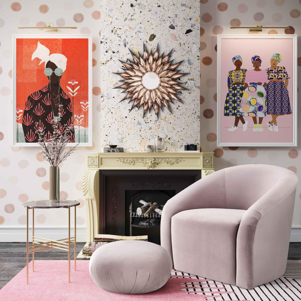 American Home Furniture | TOV Furniture - Boboli Mauve Velvet Chair + Ottoman Set