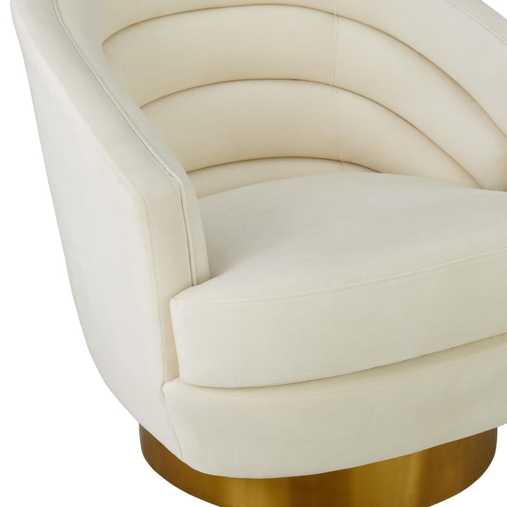 American Home Furniture | TOV Furniture - Canyon Cream Velvet Swivel Chair