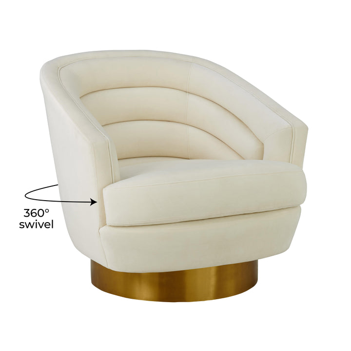 American Home Furniture | TOV Furniture - Canyon Cream Velvet Swivel Chair