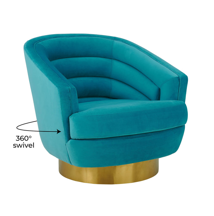American Home Furniture | TOV Furniture - Canyon Blue Velvet Swivel Chair