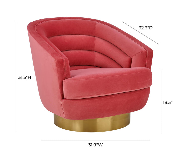 American Home Furniture | TOV Furniture - Canyon Hot Pink Velvet Swivel Chair