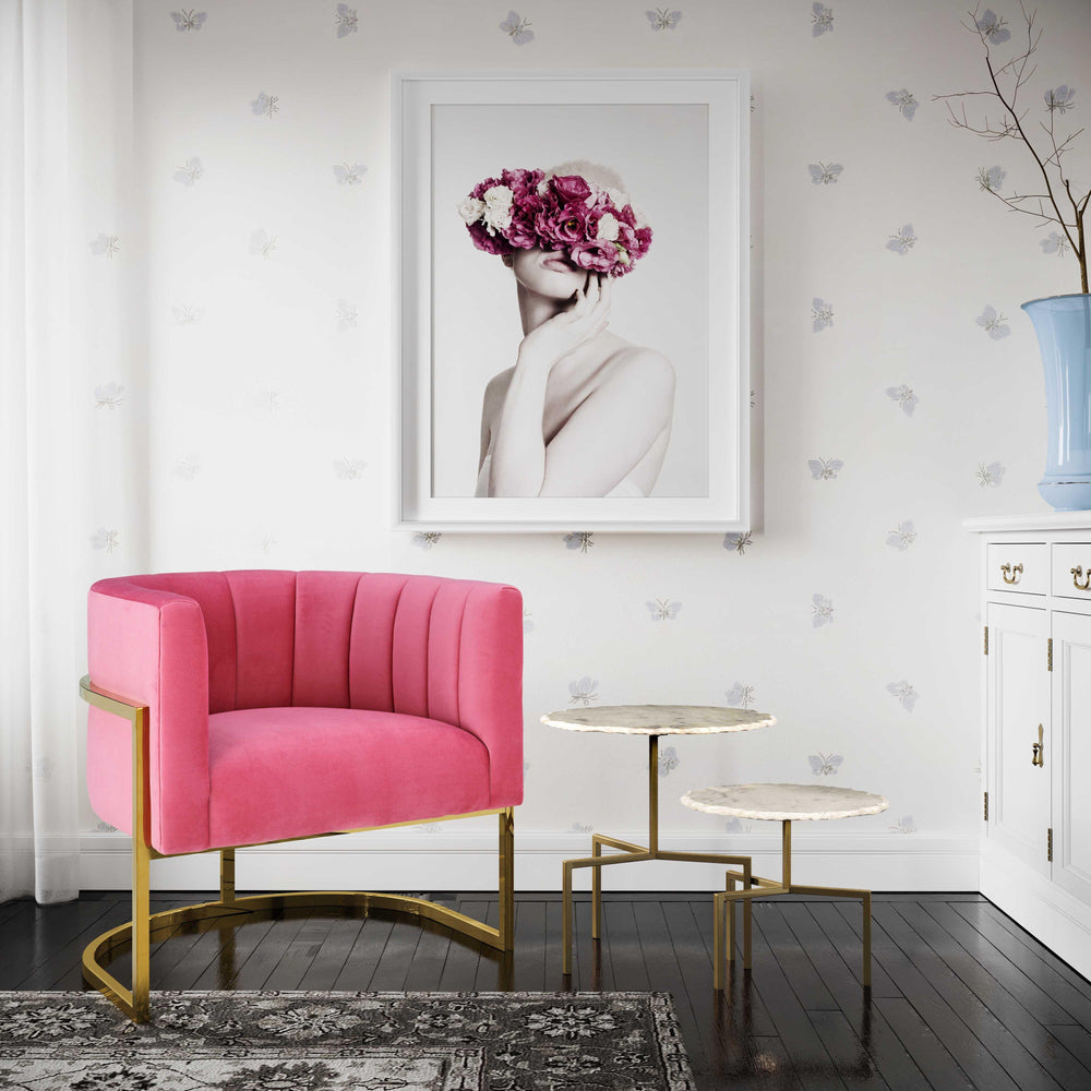 American Home Furniture | TOV Furniture - Magnolia Rose Pink Velvet Chair