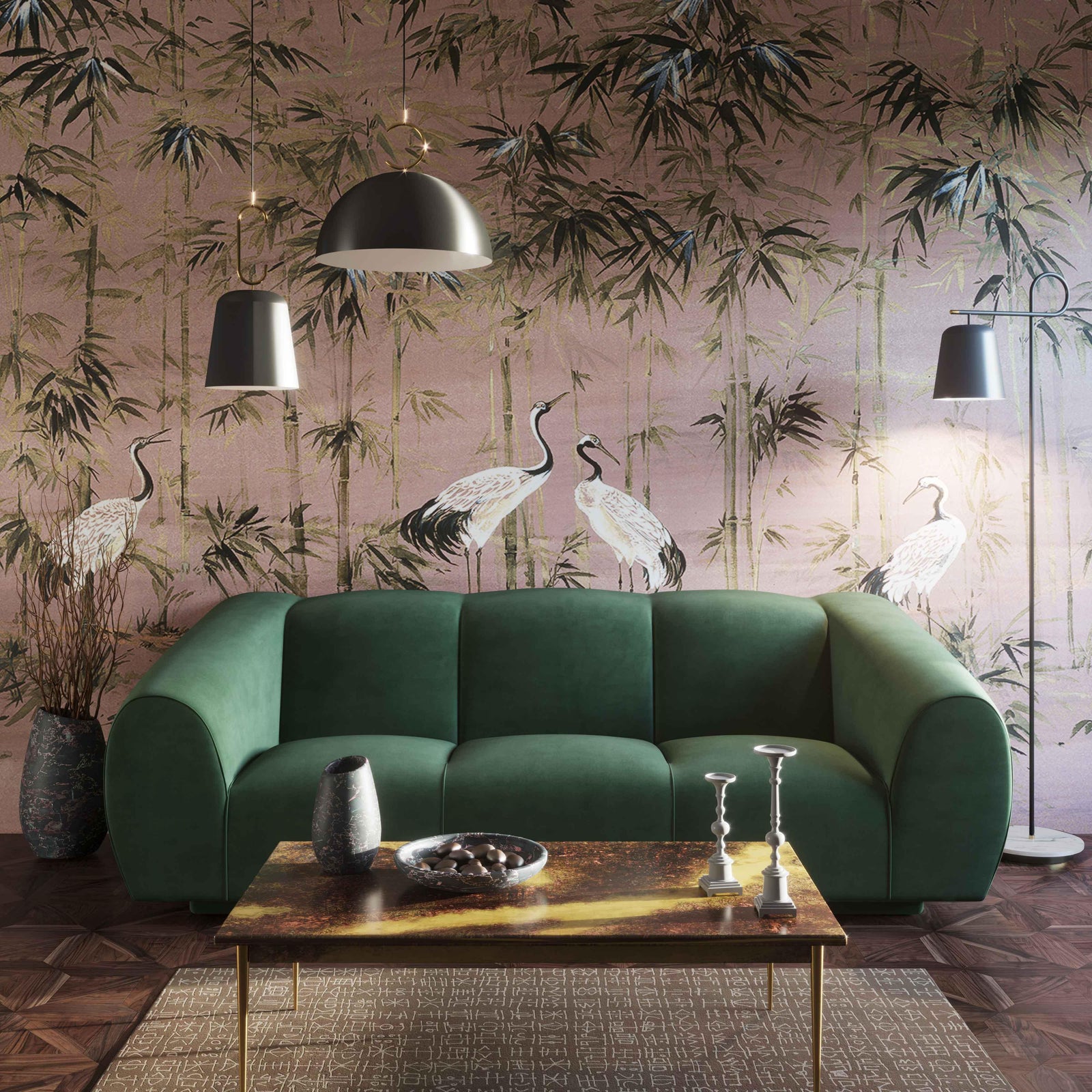 TOV Furniture Emmet Forest Green Velvet Sofa SOFAS + SECTIONALS