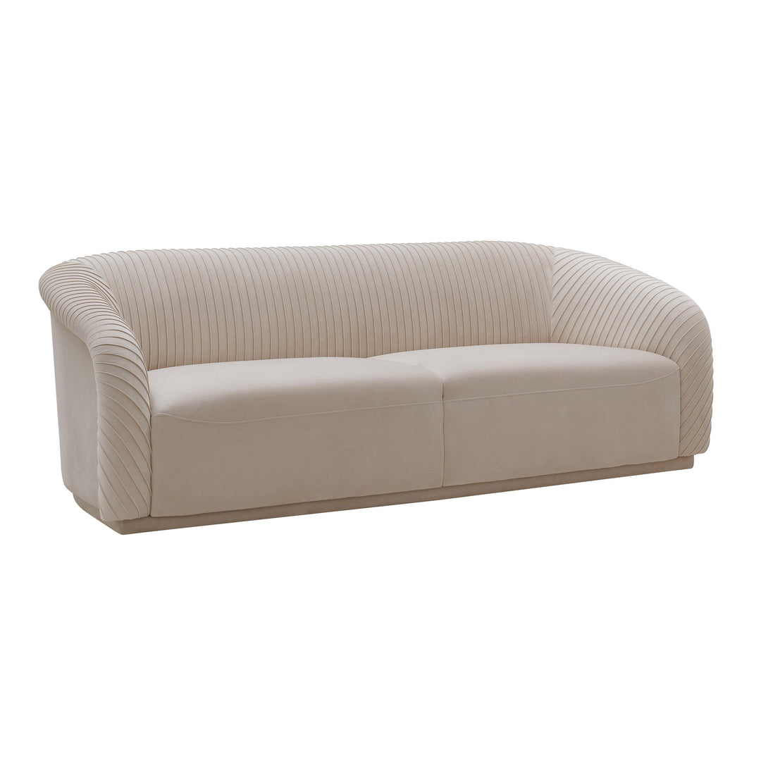 TOV Furniture Yara Pleated Beige Velvet Sofa SOFAS + SECTIONALS