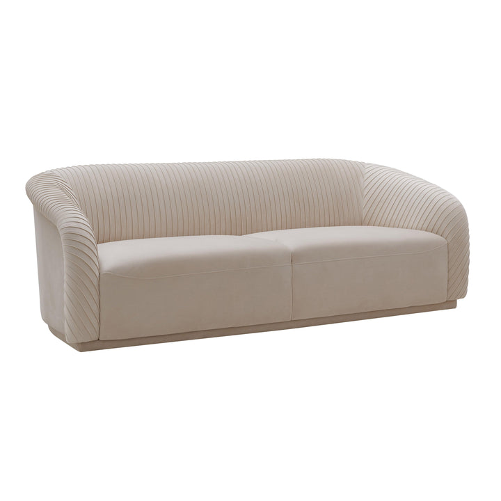 TOV Furniture Yara Pleated Beige Velvet Sofa SOFAS + SECTIONALS