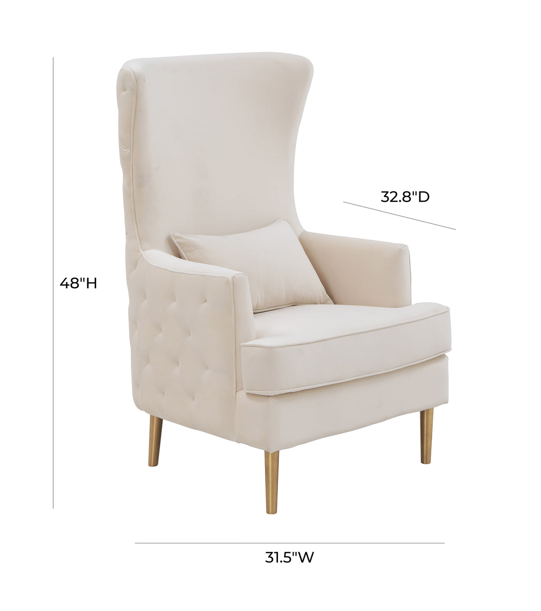 American Home Furniture | TOV Furniture - Alina Cream Tall Tufted Back Chair