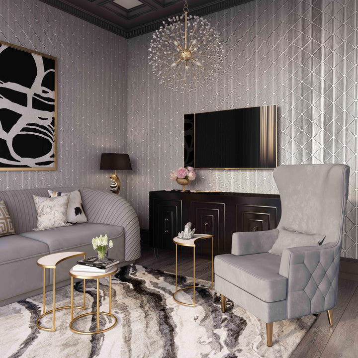 TOV Furniture Alina Grey Tall Tufted Back Chair ACCENT + LOUNGE CHAIRS