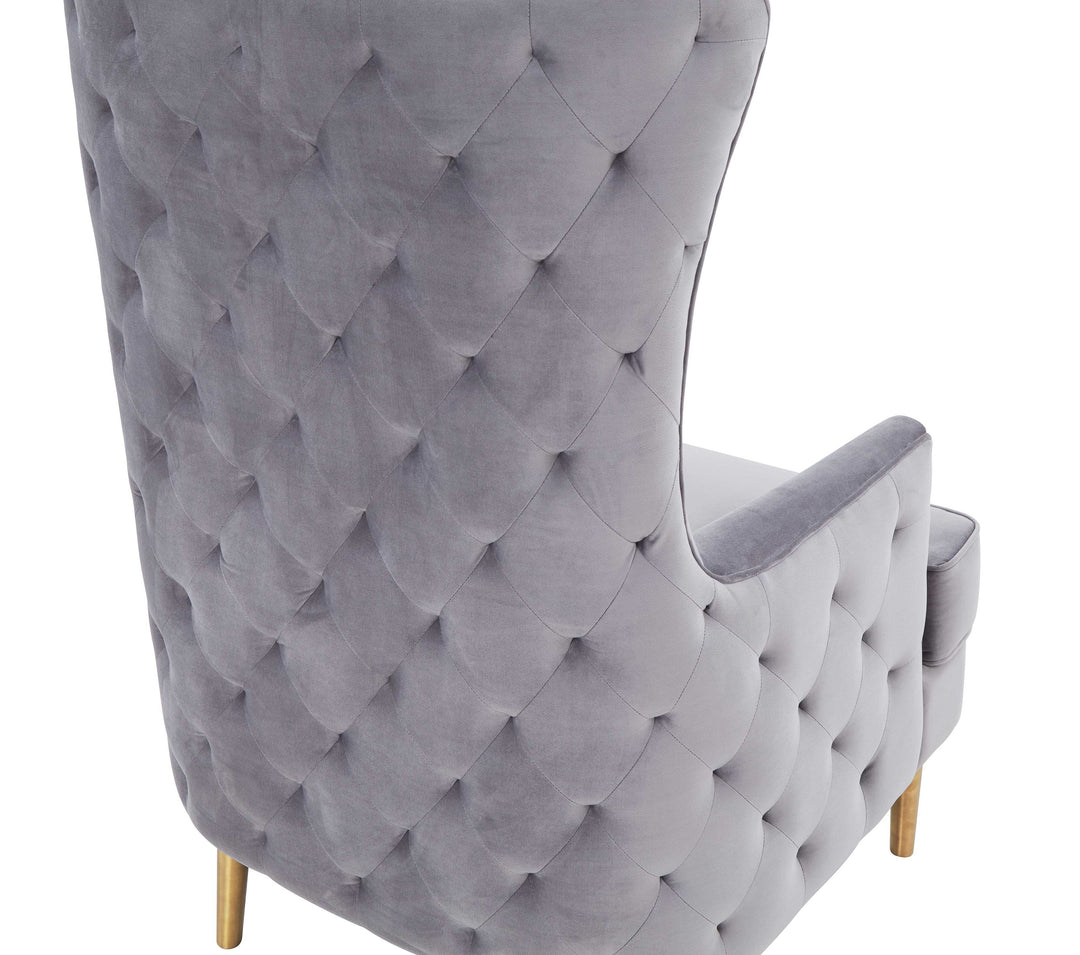 American Home Furniture | TOV Furniture - Alina Grey Tall Tufted Back Chair