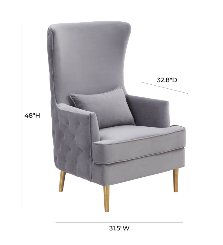 American Home Furniture | TOV Furniture - Alina Grey Tall Tufted Back Chair