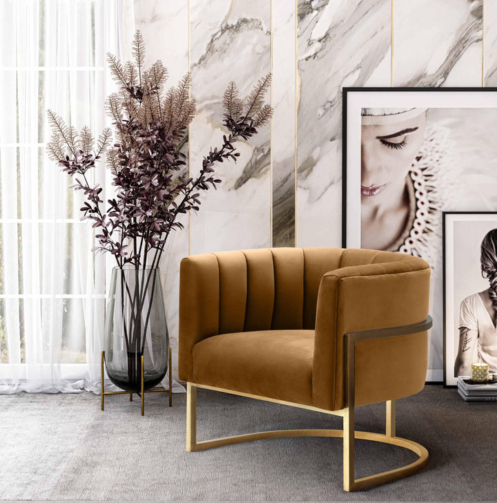 TOV Furniture Magnolia Cognac Velvet Chair ACCENT + LOUNGE CHAIRS