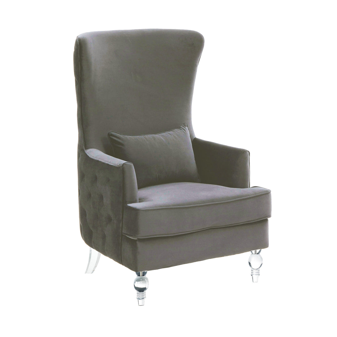 American Home Furniture | TOV Furniture - Aubree Tall Chair with Acrylic Legs - Grey