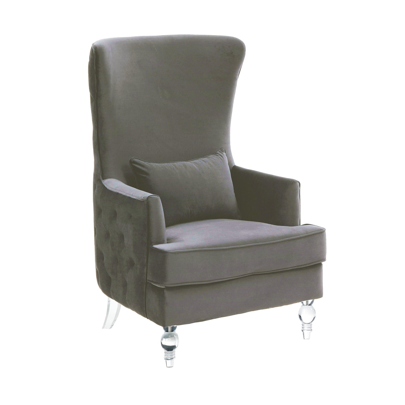 TOV Furniture Aubree Tall Chair with Acrylic Legs - Grey ACCENT + LOUNGE CHAIRS