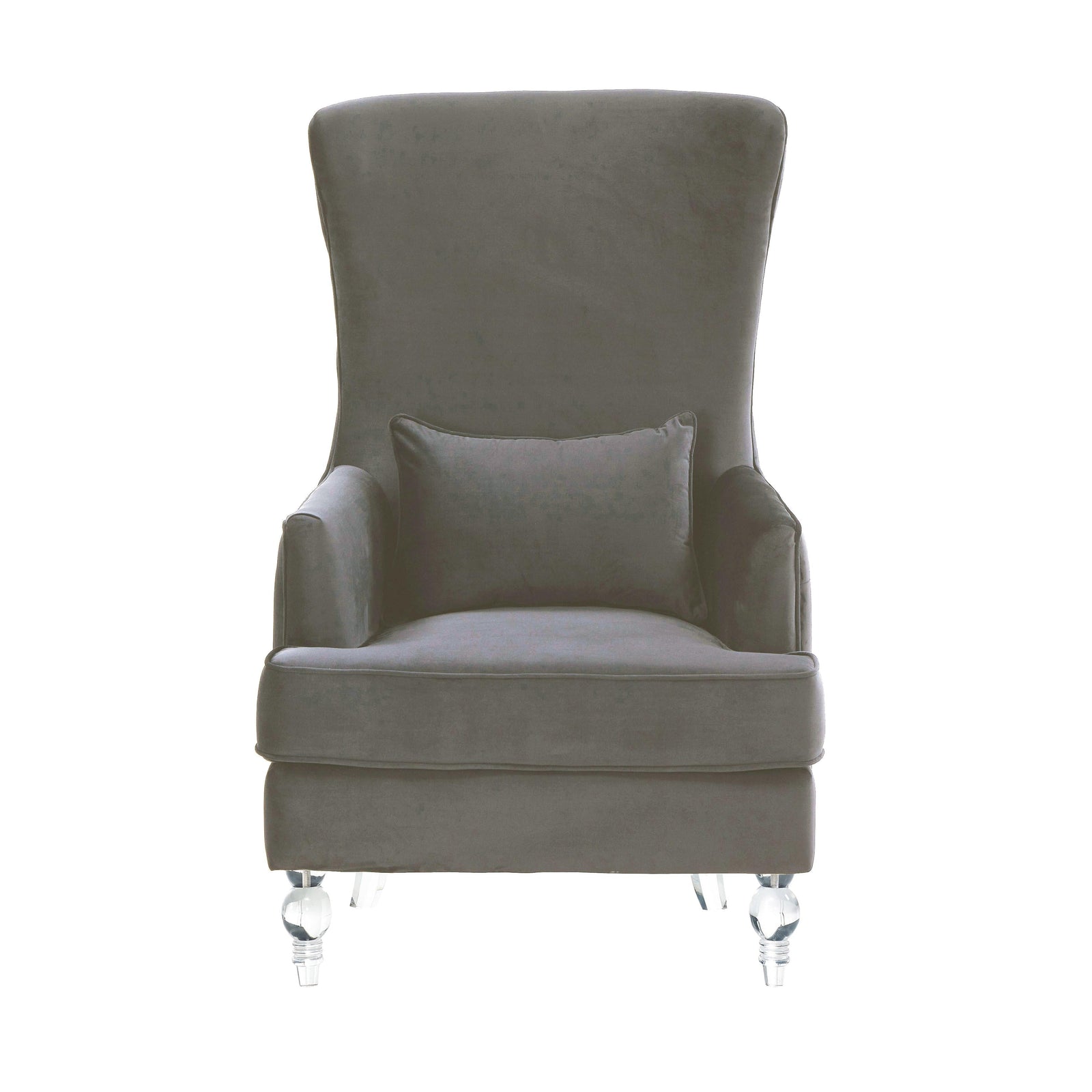 TOV Furniture Aubree Tall Chair with Acrylic Legs - Grey ACCENT + LOUNGE CHAIRS
