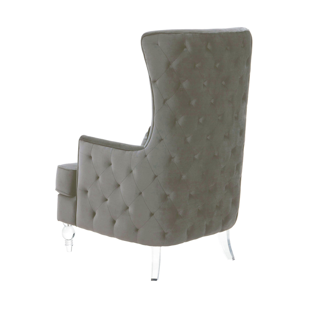 TOV Furniture Aubree Tall Chair with Acrylic Legs - Grey ACCENT + LOUNGE CHAIRS