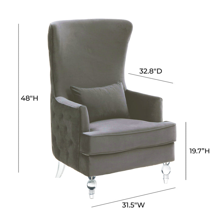 American Home Furniture | TOV Furniture - Aubree Tall Chair with Acrylic Legs - Grey