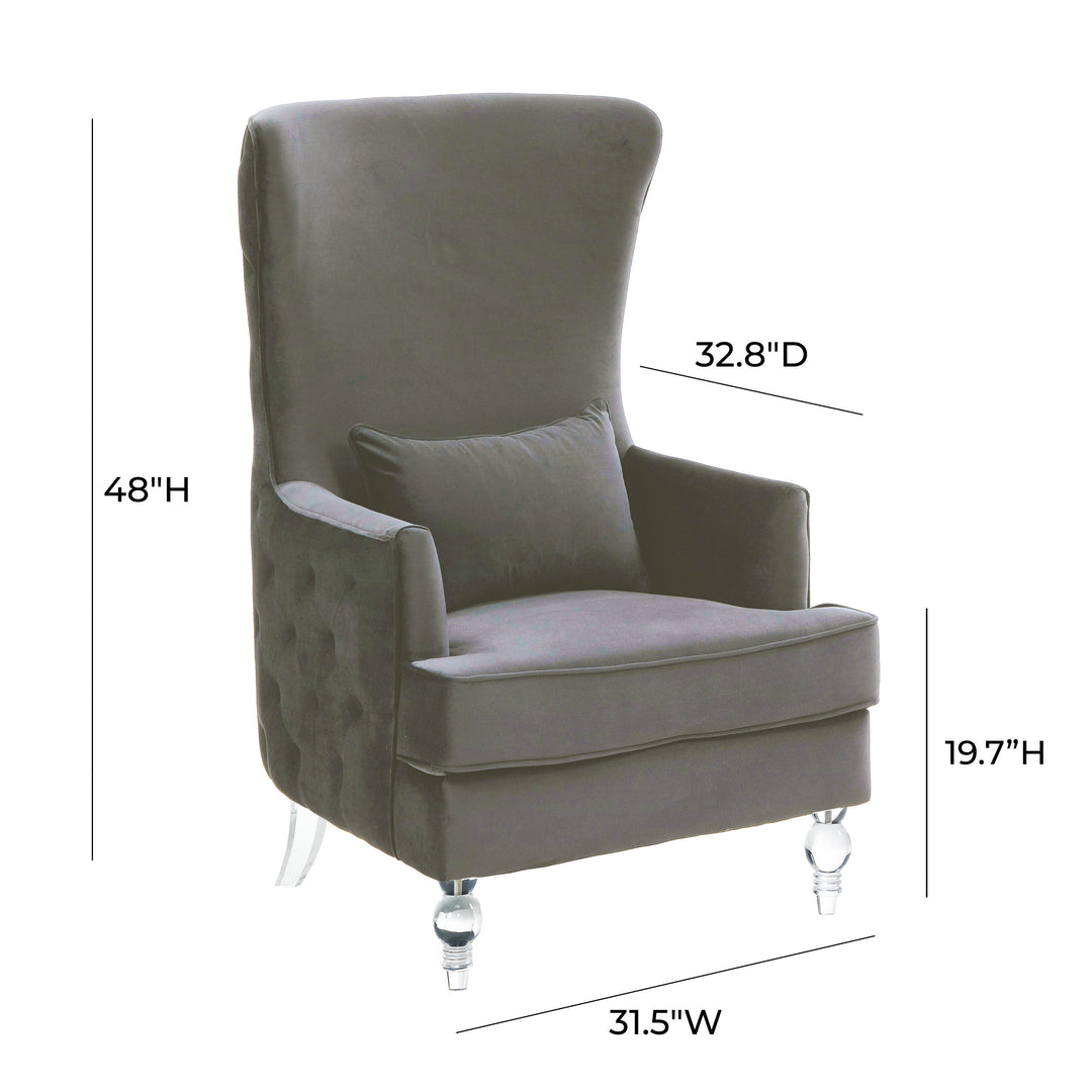 TOV Furniture Aubree Tall Chair with Acrylic Legs - Grey ACCENT + LOUNGE CHAIRS