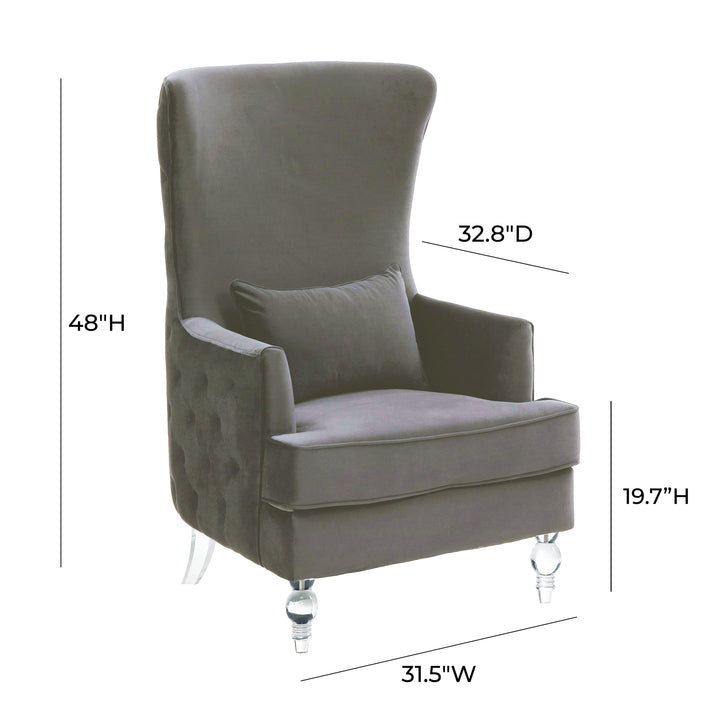 TOV Furniture Aubree Tall Chair with Acrylic Legs - Grey ACCENT + LOUNGE CHAIRS