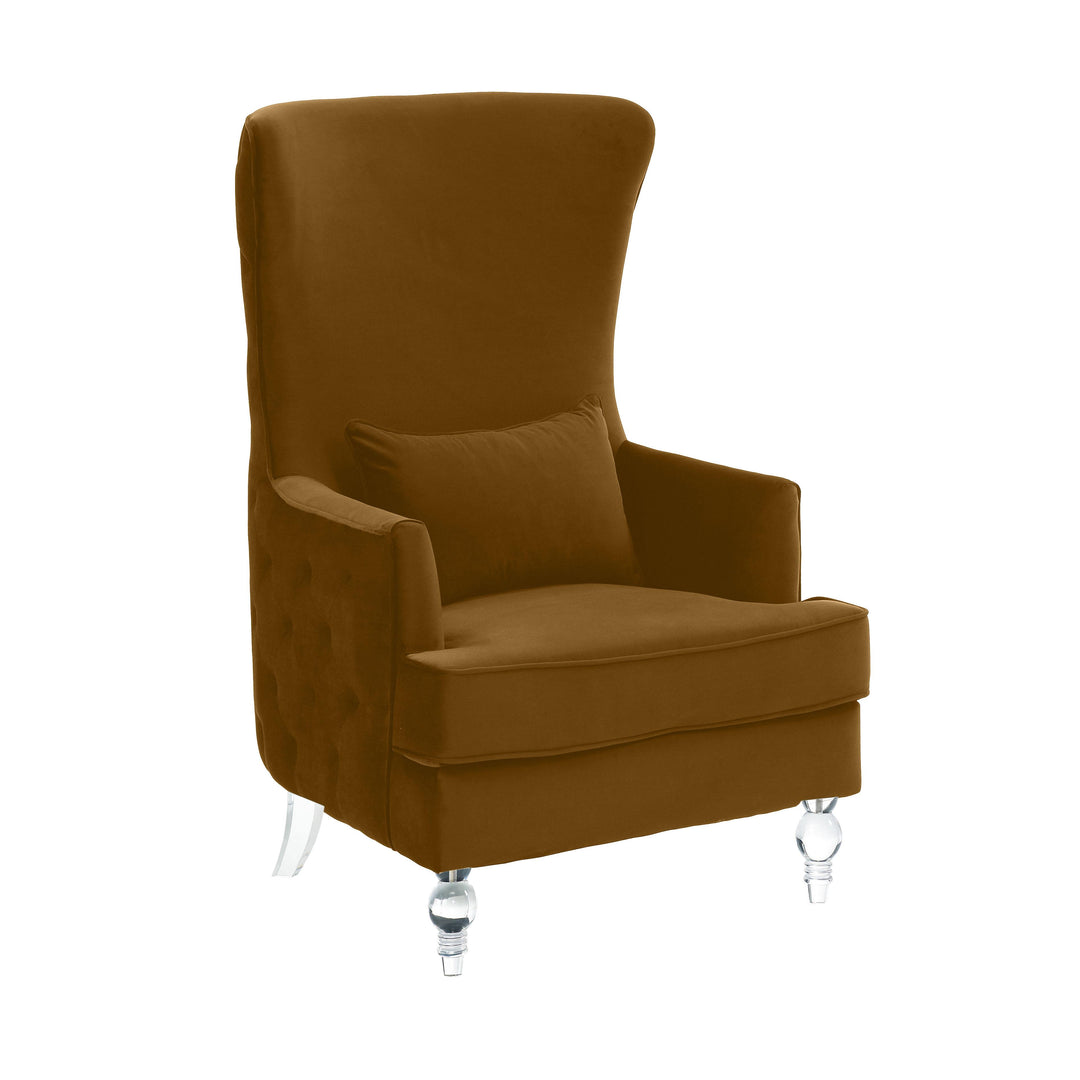 American Home Furniture | TOV Furniture - Aubree Tall Chair with Acrylic Legs - Cognac