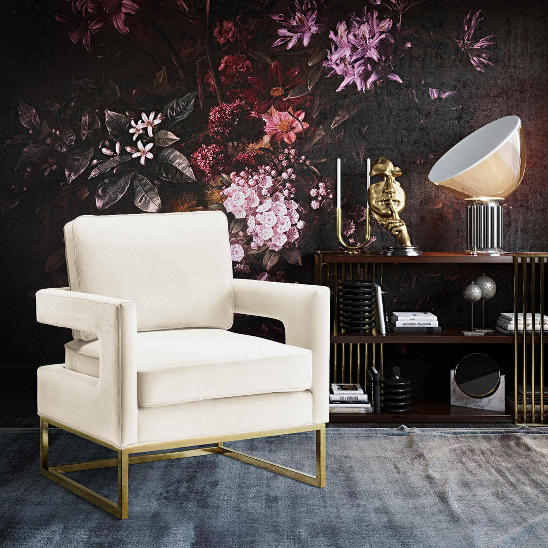 TOV Furniture Avery Cream Velvet Chair ACCENT + LOUNGE CHAIRS