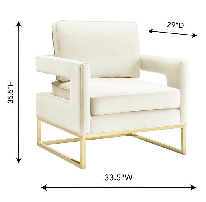 TOV Furniture Avery Cream Velvet Chair ACCENT + LOUNGE CHAIRS