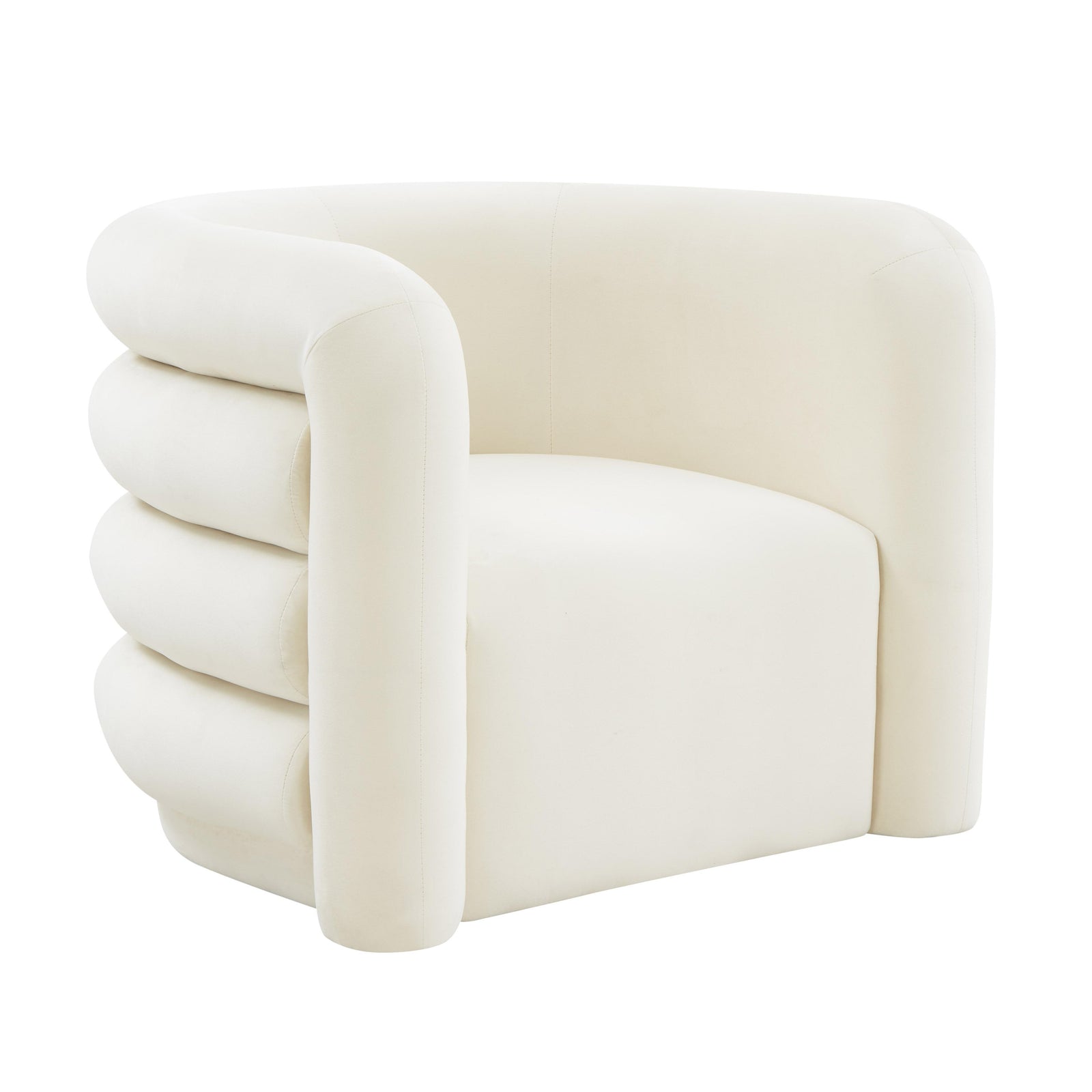 TOV Furniture Curves Cream Velvet Lounge Chair ACCENT + LOUNGE CHAIRS