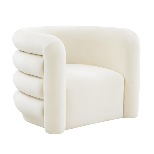 TOV Furniture Curves Cream Velvet Lounge Chair ACCENT + LOUNGE CHAIRS