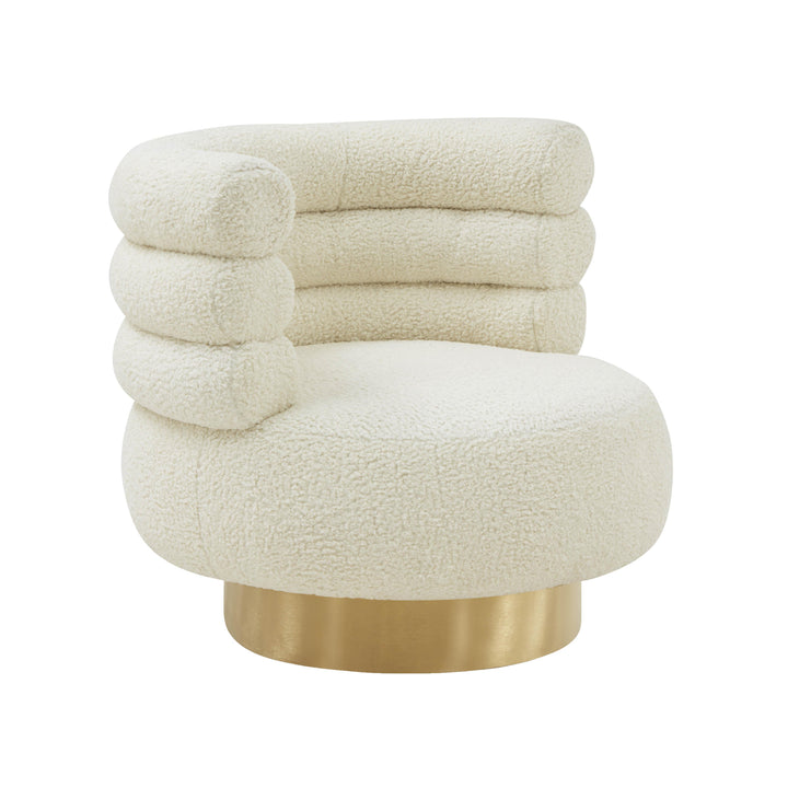 American Home Furniture | TOV Furniture - Naomi Faux Shearling Swivel Chair